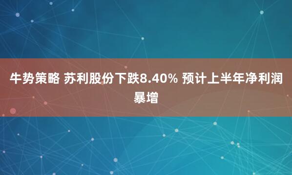 牛势策略 苏利股份下跌8.40% 预计上半年净利润暴增